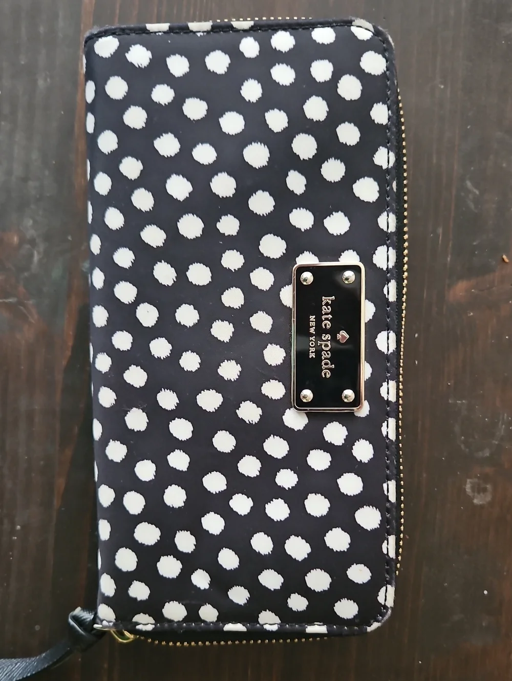 kate spade Black and White Polka Dot Zip-Around Wallet